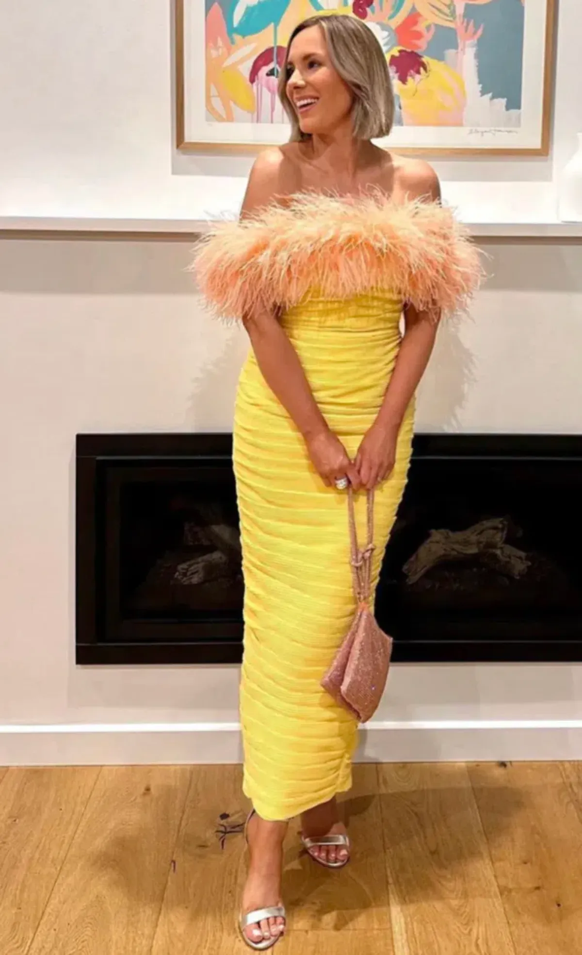 Rachel Gilbert Zion Midi Dress Yellow Size 10 - Image 2