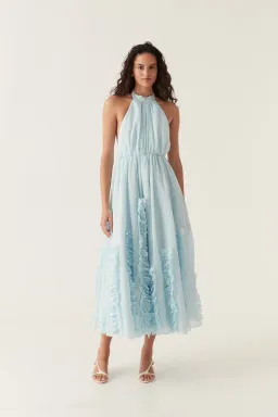 Aje Hilma Frill Maxi Halter Dress Blue Size 6  for rent on The Volte - image 1