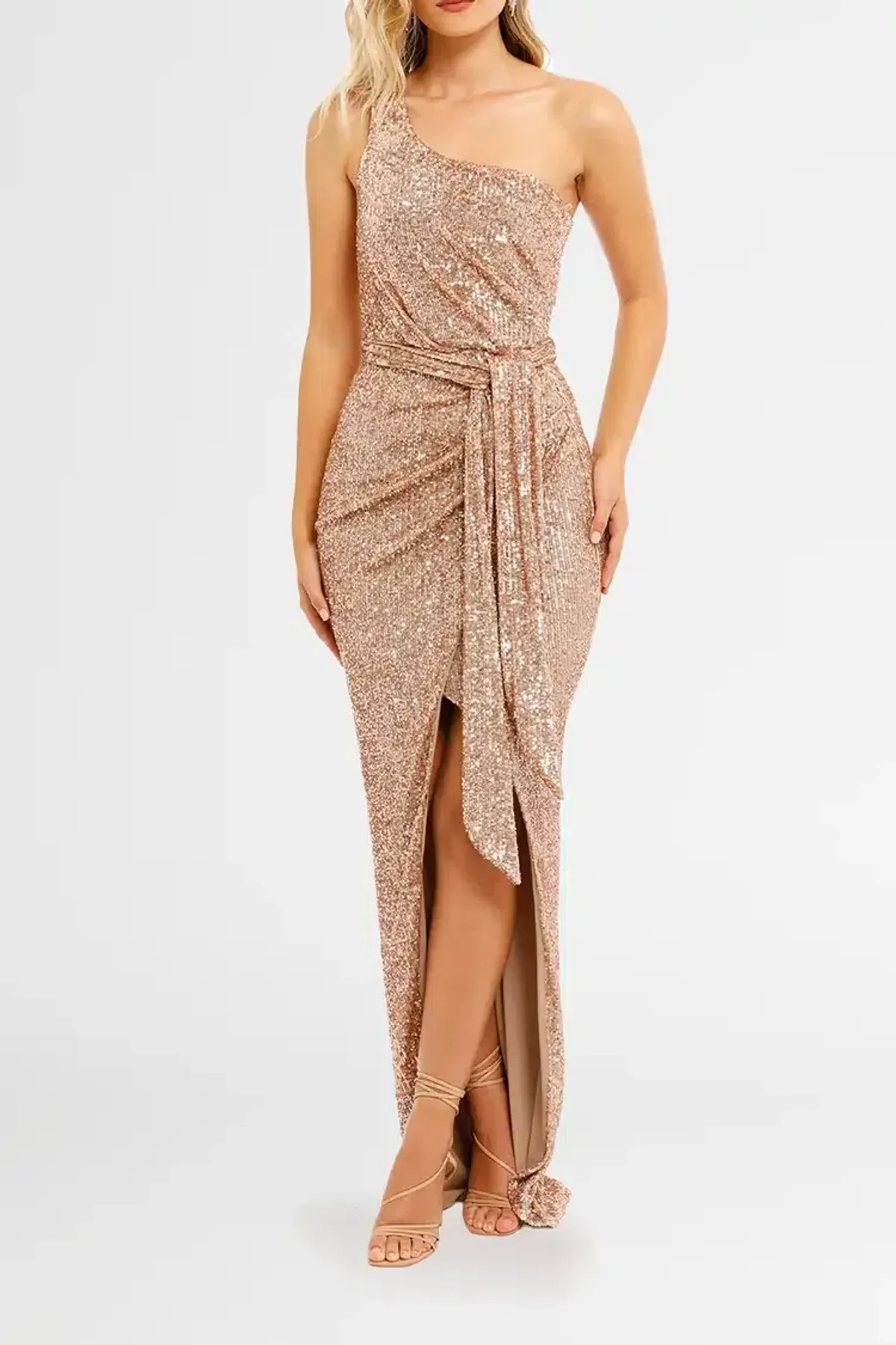 Nookie Palazzo Gown in Rose Gold Size 8 - Image 1