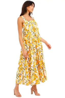 Never Fully Dressed Orange Grove Scallop Dress Yellow Print Size 16 for rent on The Volte - image 2