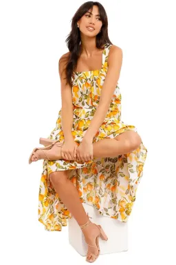 Never Fully Dressed Orange Grove Scallop Dress Yellow Print Size 16 for rent on The Volte - image 4