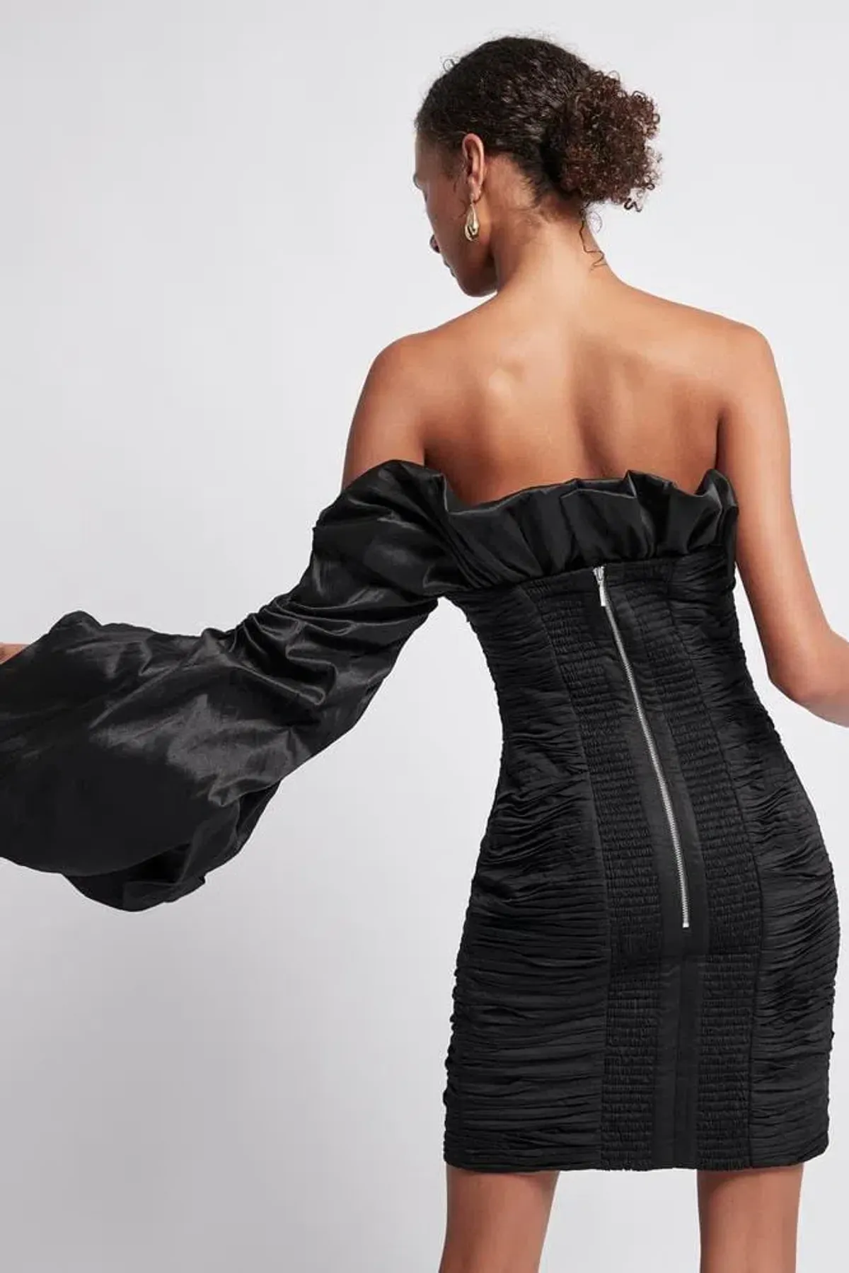 Aje Allegro Tucked Puff Dress Black Size 8 - Image 3