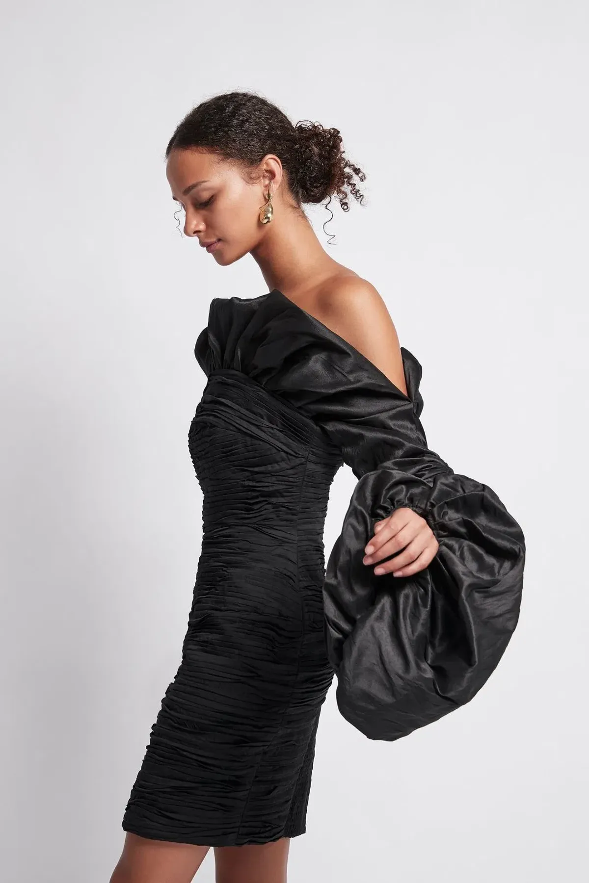 Aje Allegro Tucked Puff Dress Black Size 8 - Image 5