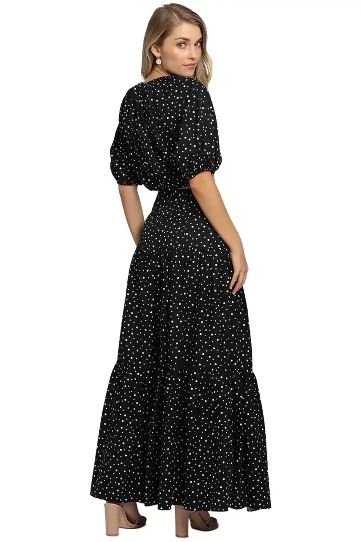 Significant Other Poppy Top and Skirt Set in Black Cream Polka Size 8 - Image 3