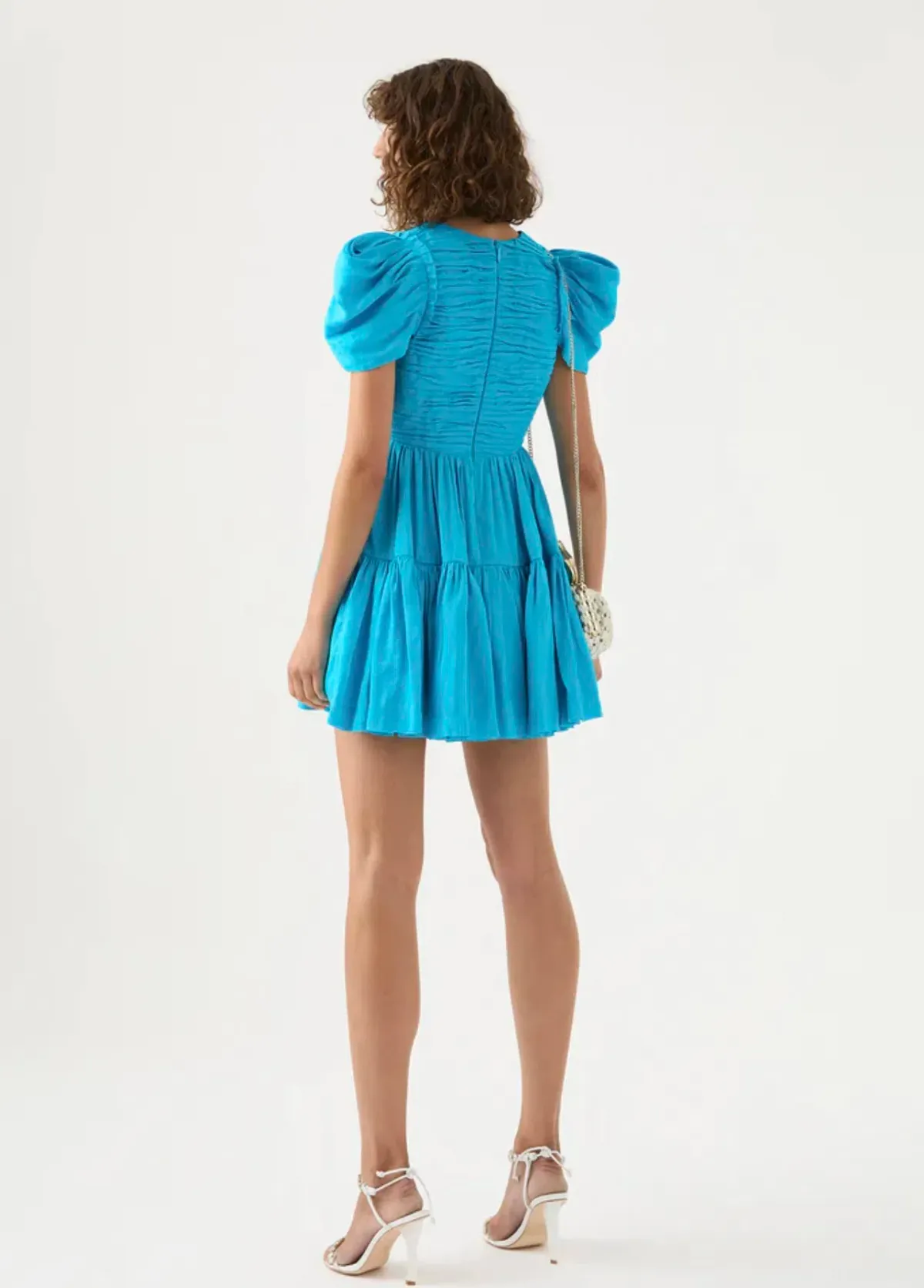 Aje Severine Tiered Mini Dress Sky Blue Size 6 - Image 3