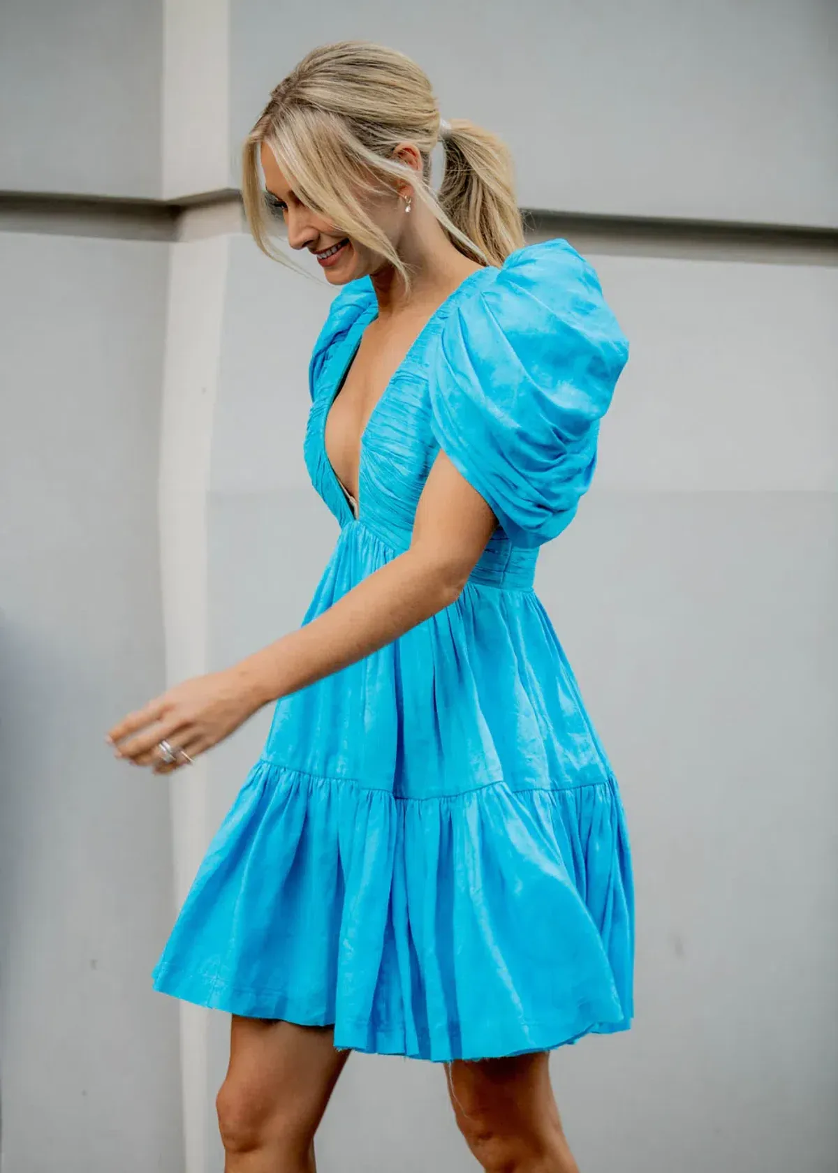 Aje Severine Tiered Mini Dress Sky Blue Size 6 - Image 5