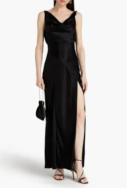 Nicholas Alfina Draped Satin Gown Black Size S / AU 8 for rent on The Volte - image 1