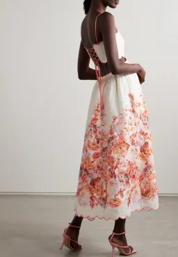 Zimmermann Devi Scallop Midi Dress Cream Floral Size 2 / AU 12 for rent on The Volte - image 2