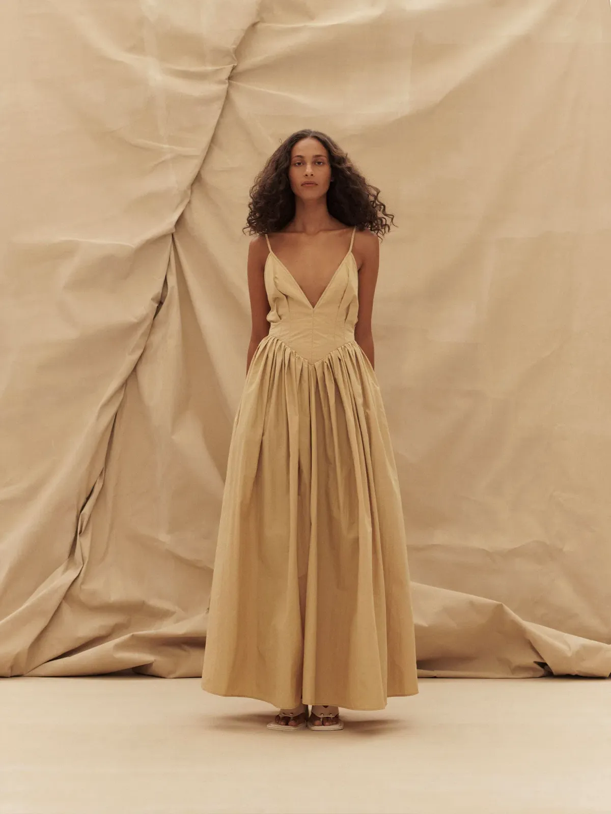 Paris Georgia Paloma Dress in Sand Size S / AU 8 - Image 1
