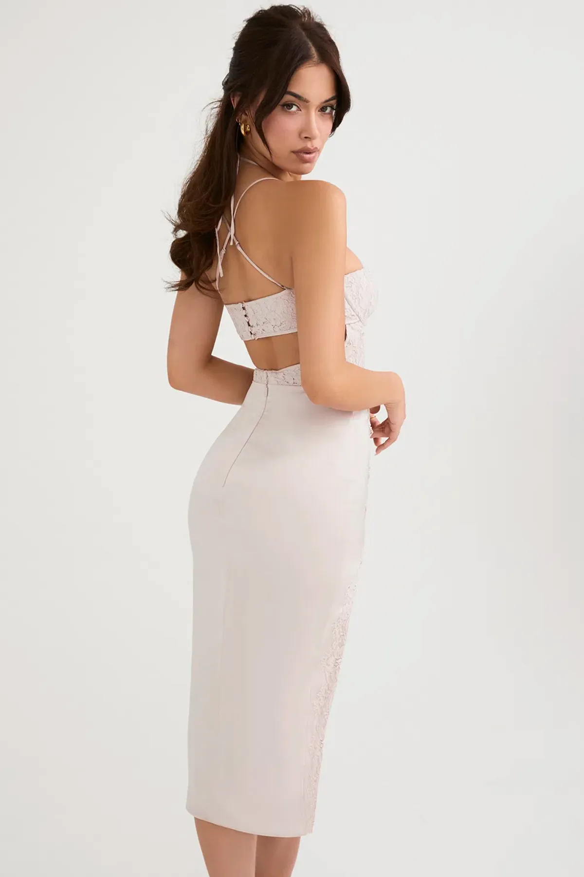 House of CB Georgia Crystal Satin and Lace Dress Pink Size S / AU 8 - Image 3