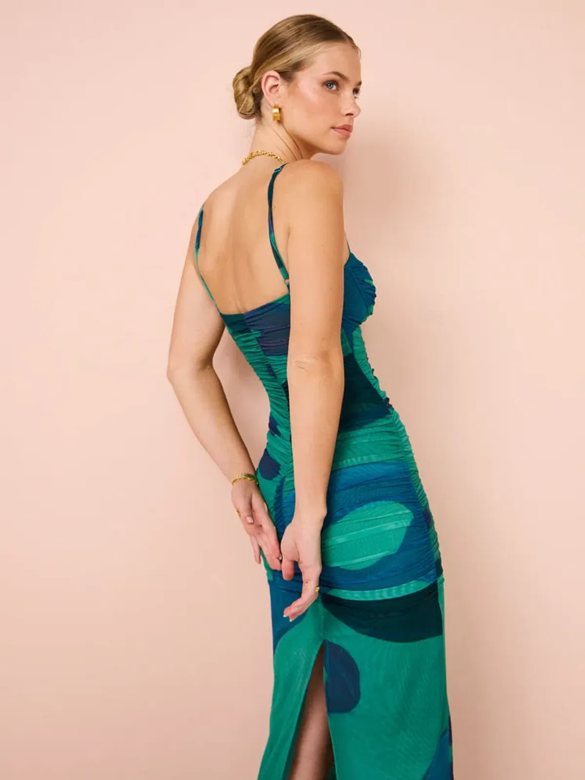 Sir the Label Frankie Gathered Midi Dress in Emerald Green Reflexión Size 0 /AU 6 - Image 4