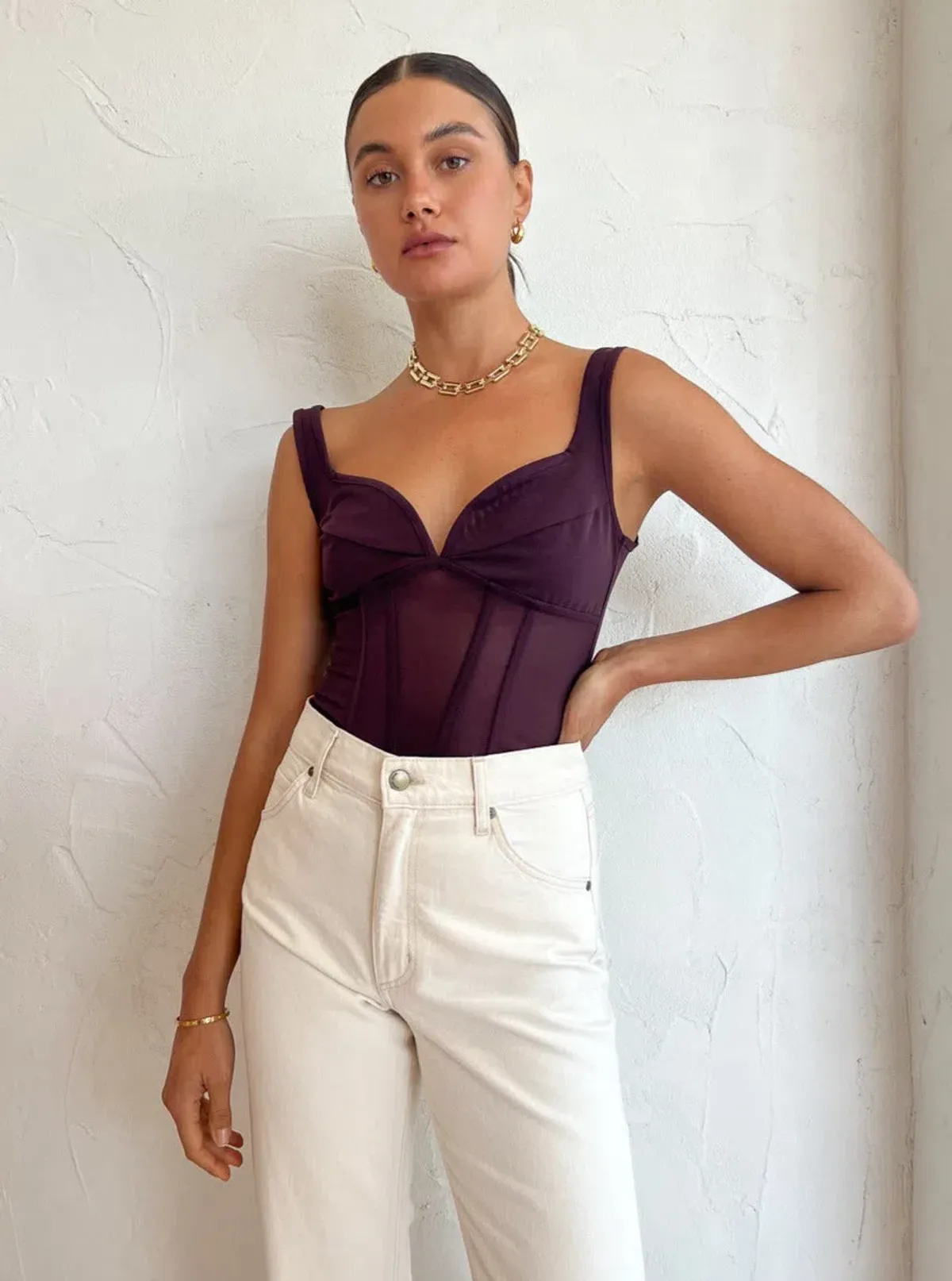 Viktoria and Woods Theta Bustier Corset Top in Oxblood Deep Burgundy Size 1 /AU 8 - Image 1
