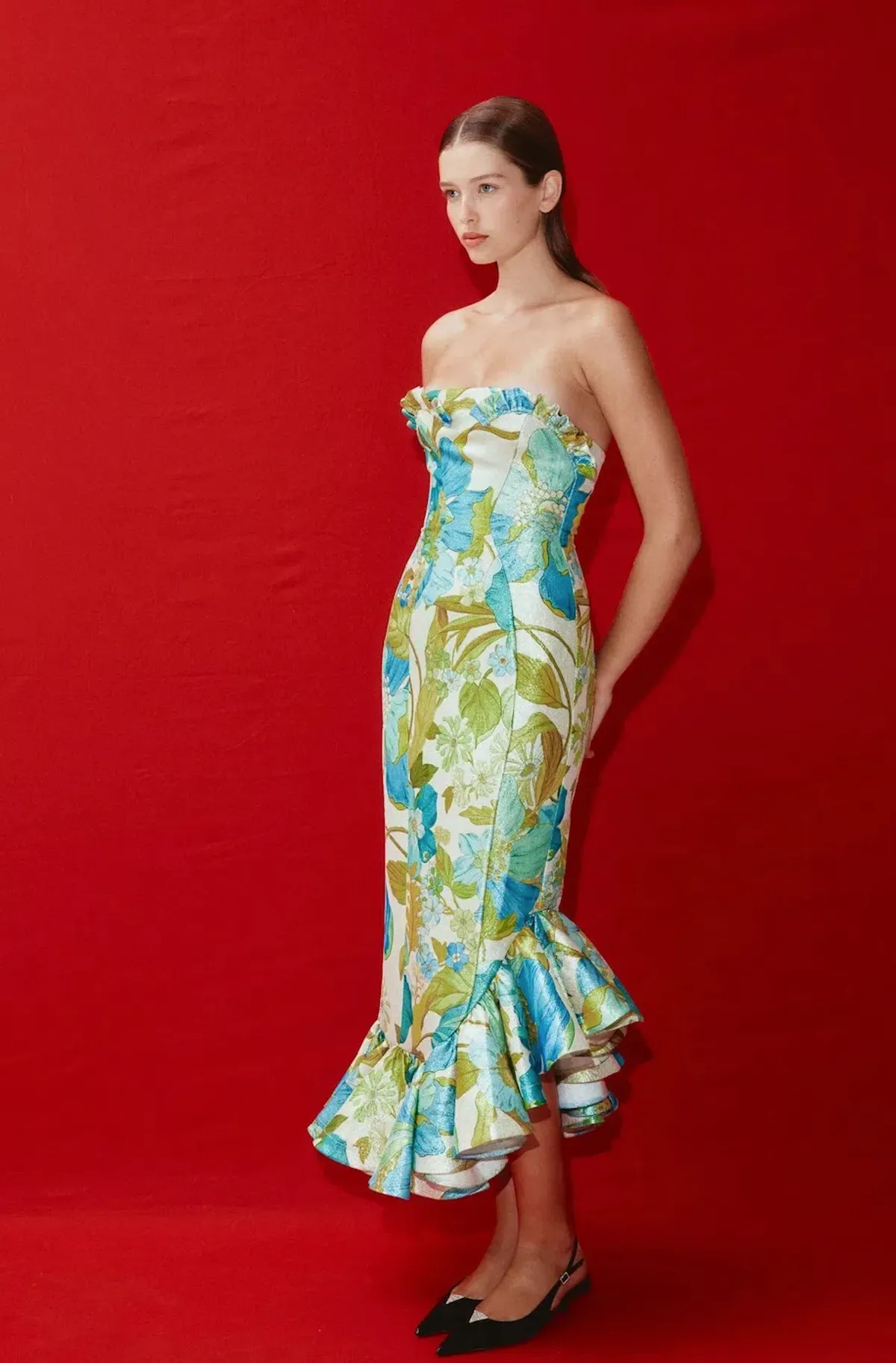 Alemais Janis Strapless Midi Dress Floral Print Size 10 - Image 2