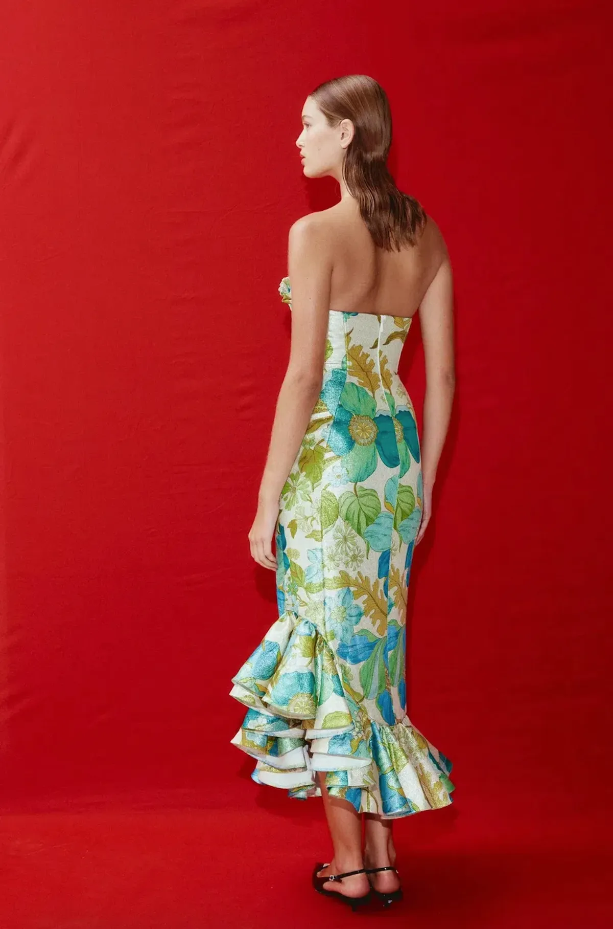 Alemais Janis Strapless Midi Dress Floral Print Size 10 - Image 3