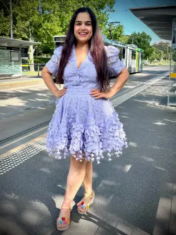 Zimmermann High Tide Lace Blouse & Flip Mini Skirt Set Periwinkle Size 3 / AU 14 for rent on The Volte - image 6