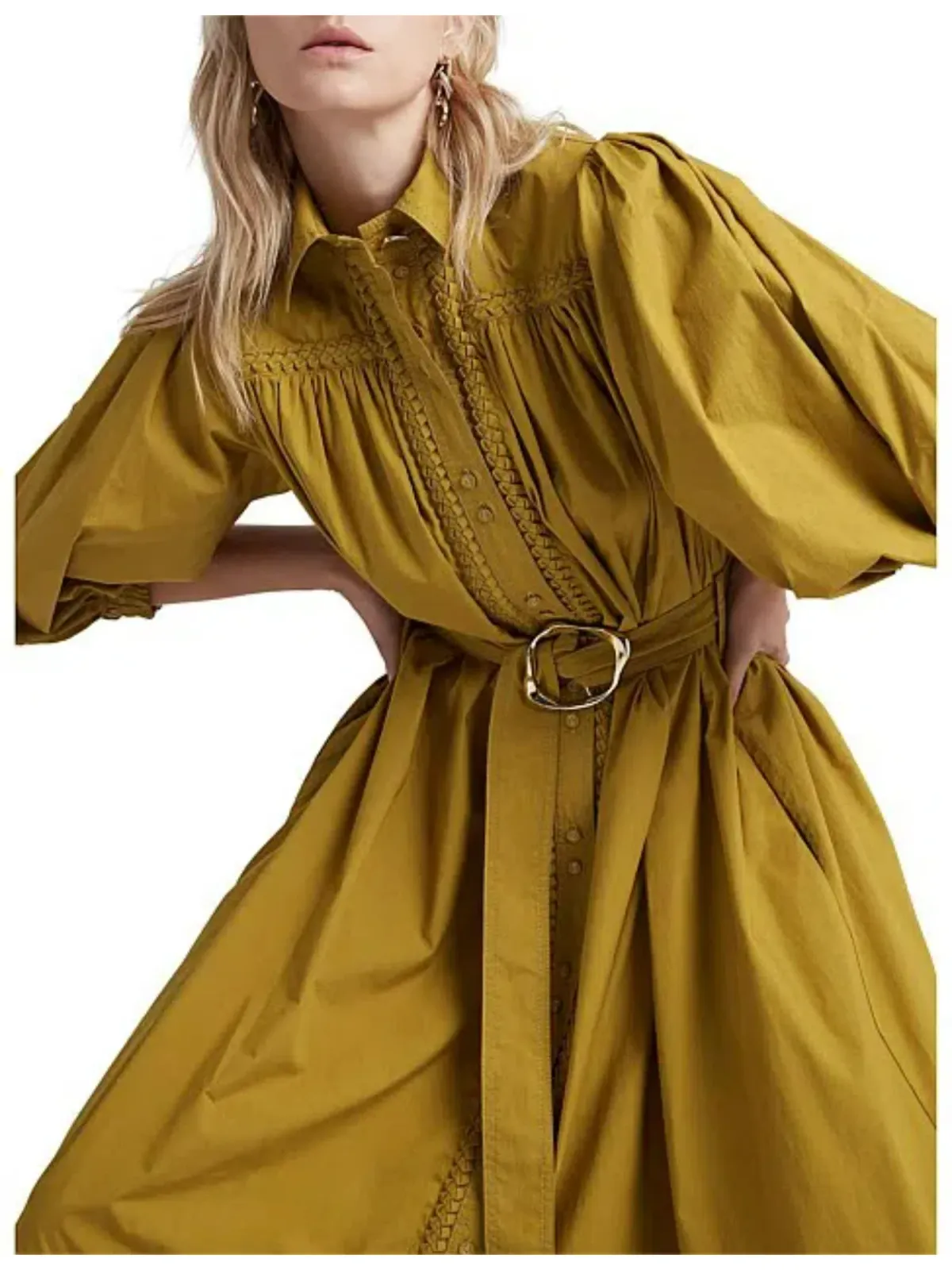 Aje Casablanca Midi Dress Olive Green Size AU 10 - Image 3