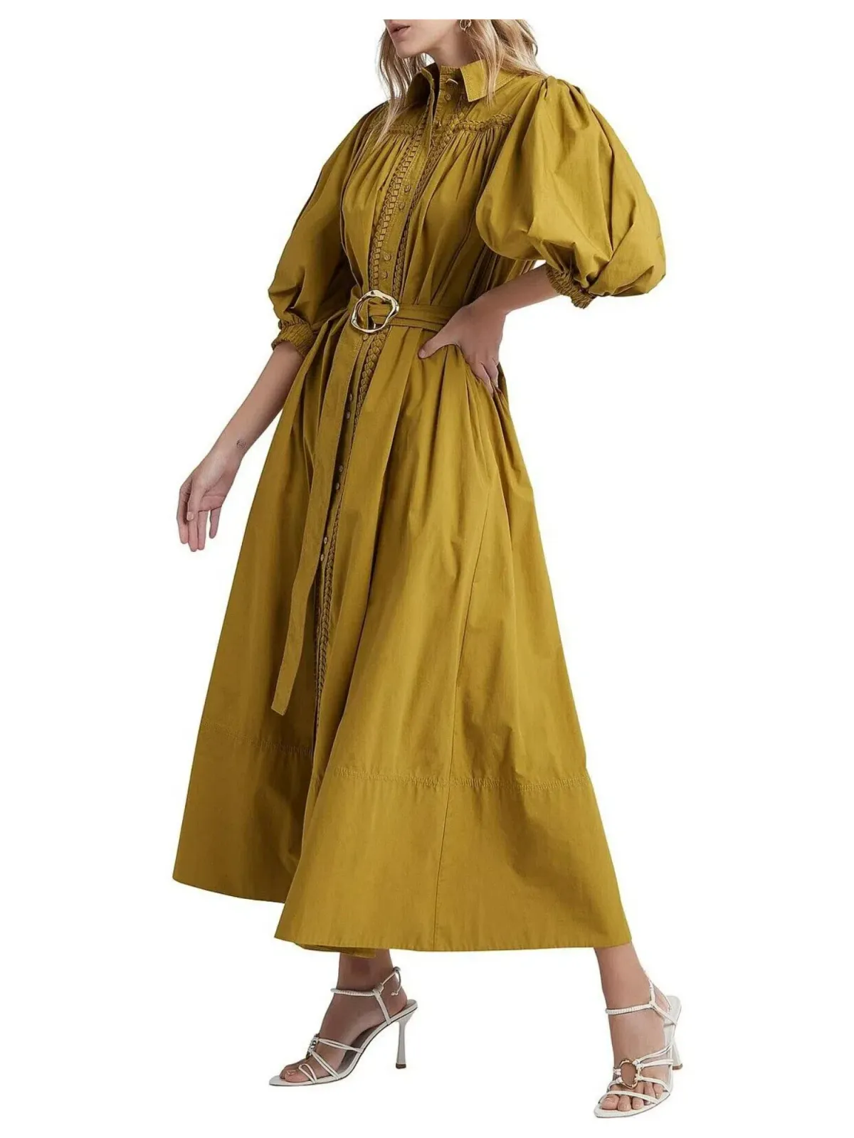 Aje Casablanca Midi Dress Olive Green Size AU 10 - Image 2