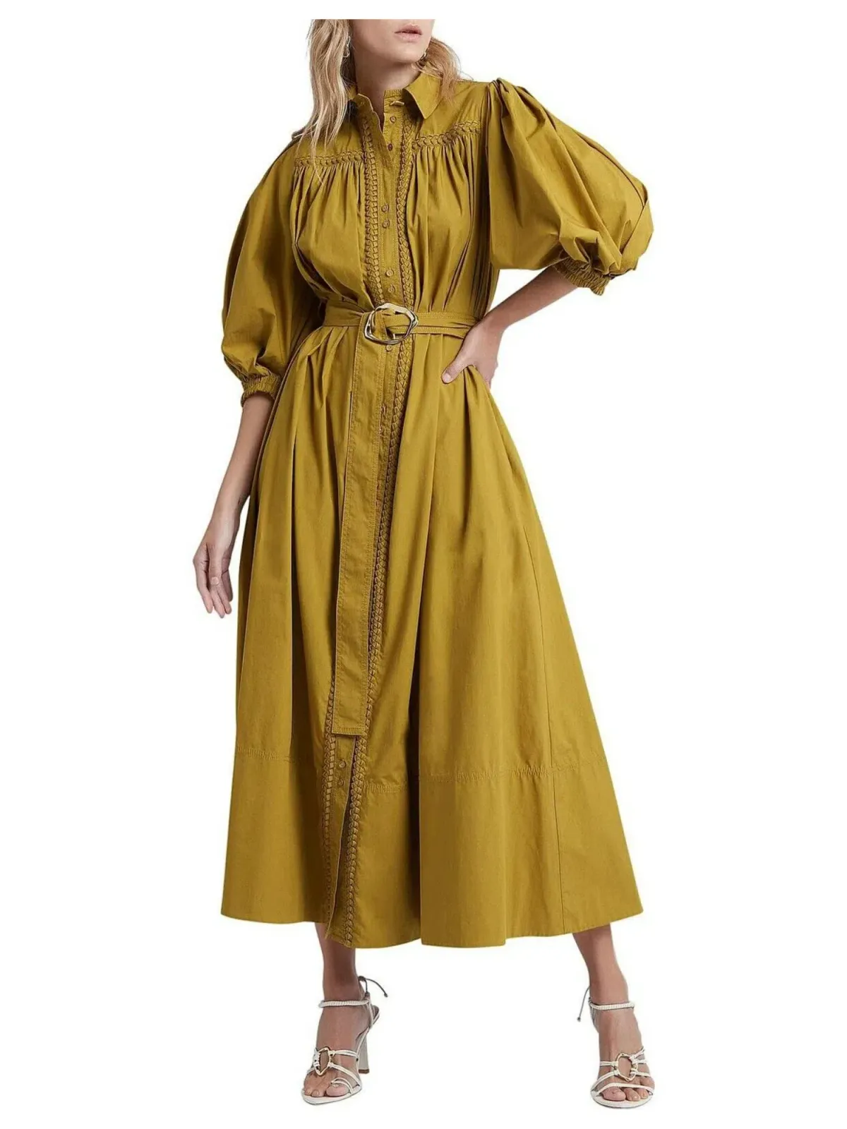 Aje Casablanca Midi Dress Olive Green Size AU 10 - Image 1
