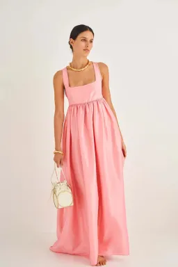 OROTON Strappy Open Back Poplin Maxi Sundress in Pink Strawberry Size 14 for rent on The Volte - image 1