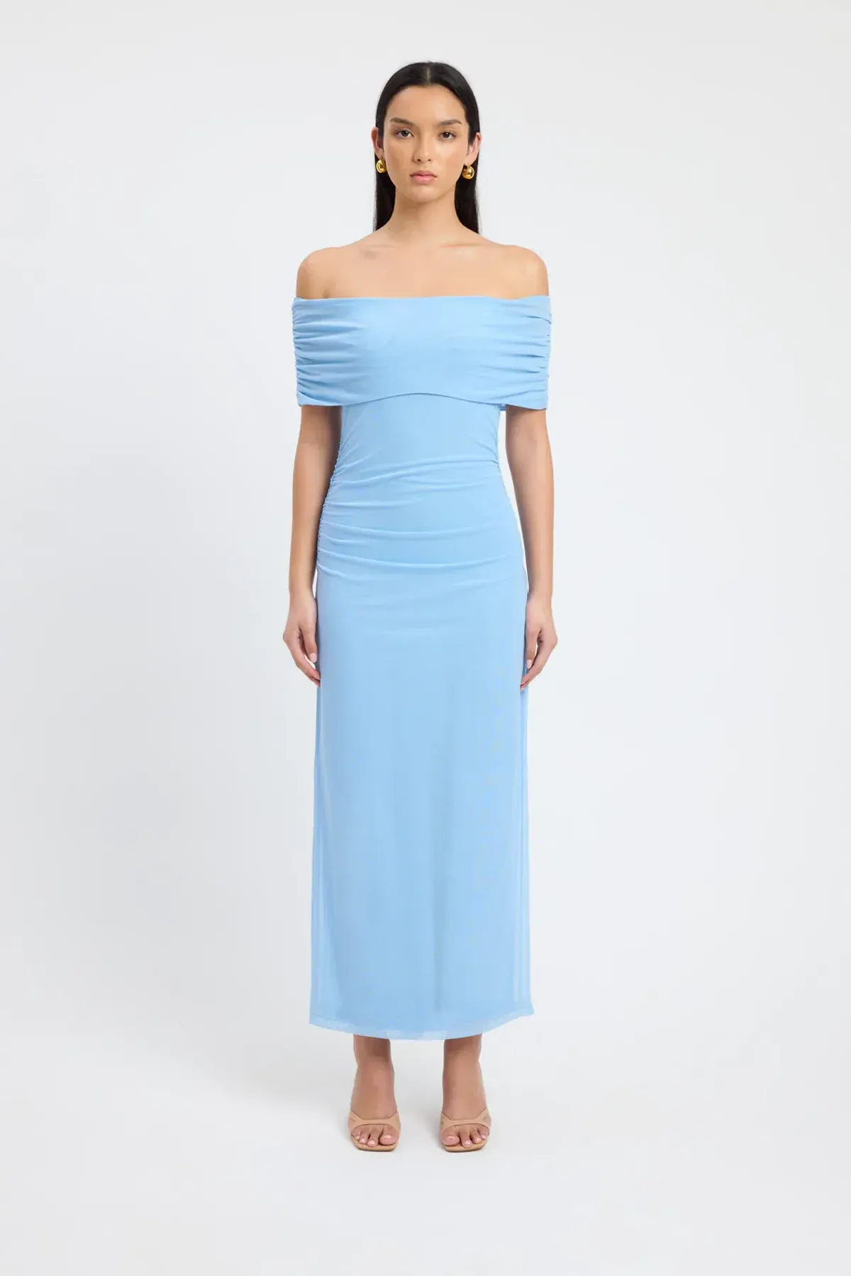 Kookai Bolt Off Shoulder Midi Dress Powder Blue Size 12 - Image 1