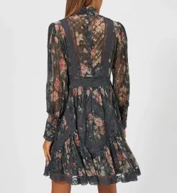 Zimmermann Unbridled Tucked Mini Dress Grey Floral Size 0 / AU 8 for rent on The Volte - image 3