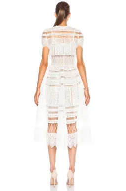 Zimmermann Riot Eyelet Bell Nylon Blend Midi Dress White Size 0 / AU 8 for rent on The Volte - image 4