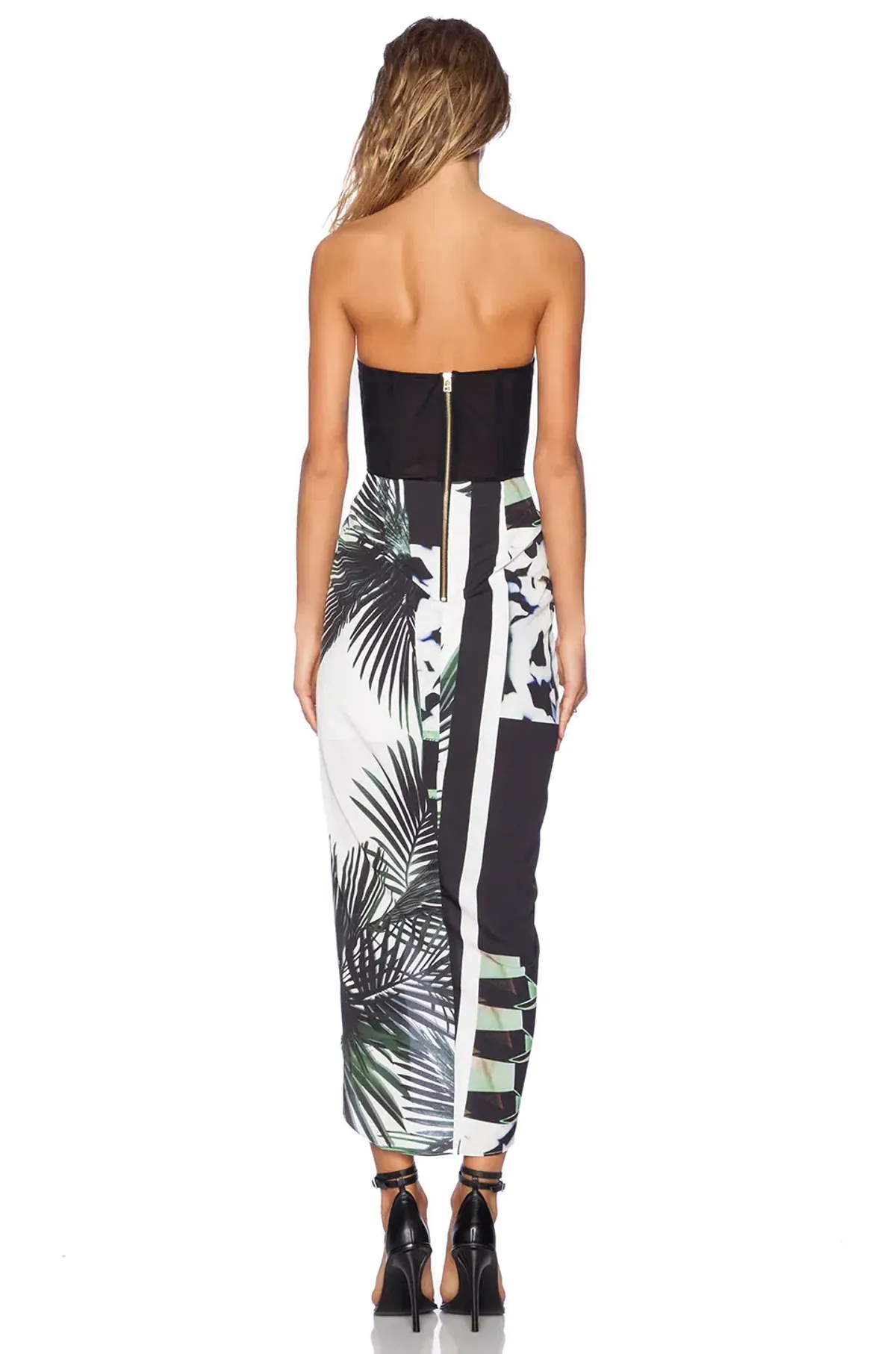 Shona Joy Strapless Bustier Draped Wrap Dress The Savage Print Size 8 - Image 3