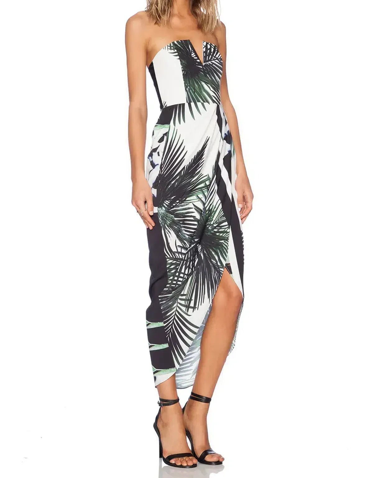 Shona Joy Strapless Bustier Draped Wrap Dress The Savage Print Size 8 - Image 2