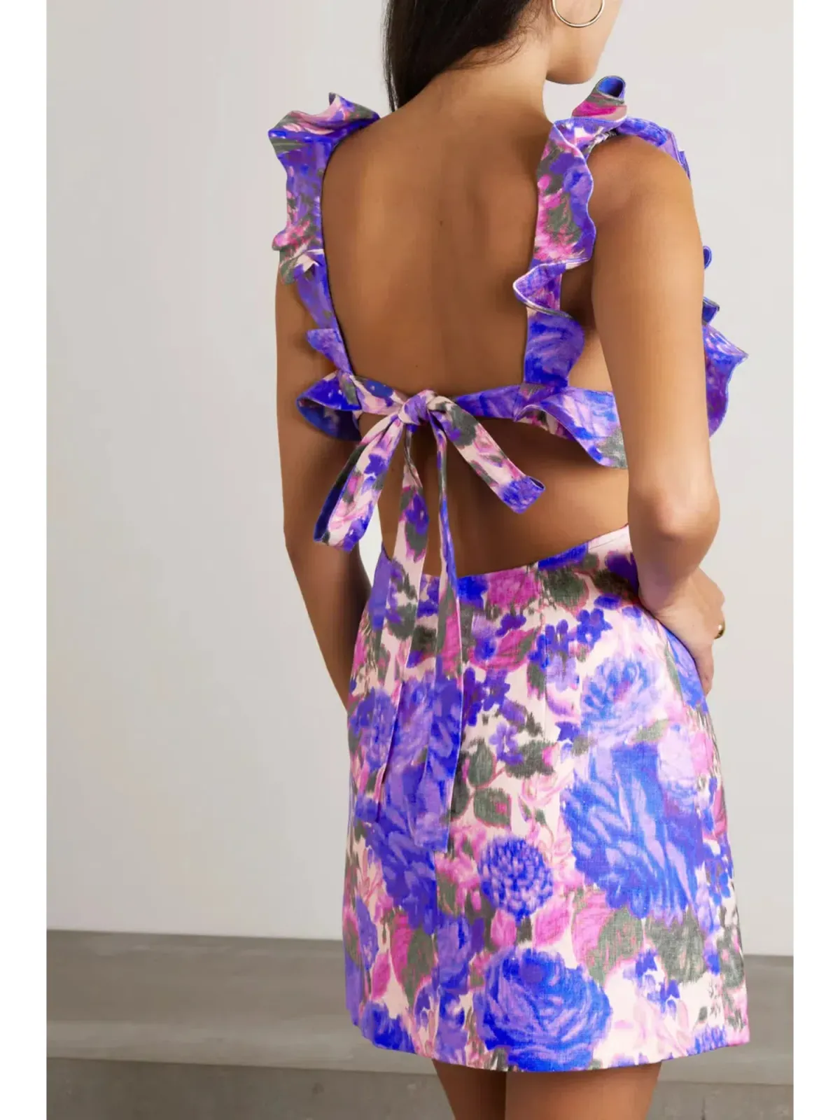 Zimmermann High Tide Mini Dress in Purple Ikat Floral Size 1 / AU 10 - Image 2