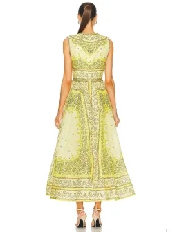 Zimmermann Matchmaker Bow Long Dress Yellow Bandana Print Size 0P / AU 6 for rent on The Volte - image 5