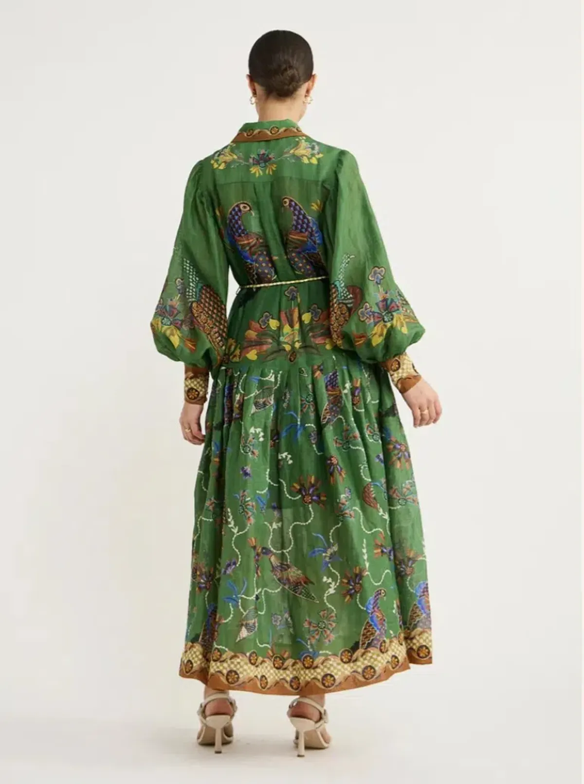 Alemais Birdie Shirtdress Green Print Size 8 - Image 2