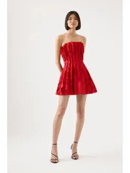 Aje Hybrid Mini Dress Scarlet Red AU 10 for rent on The Volte - image 1