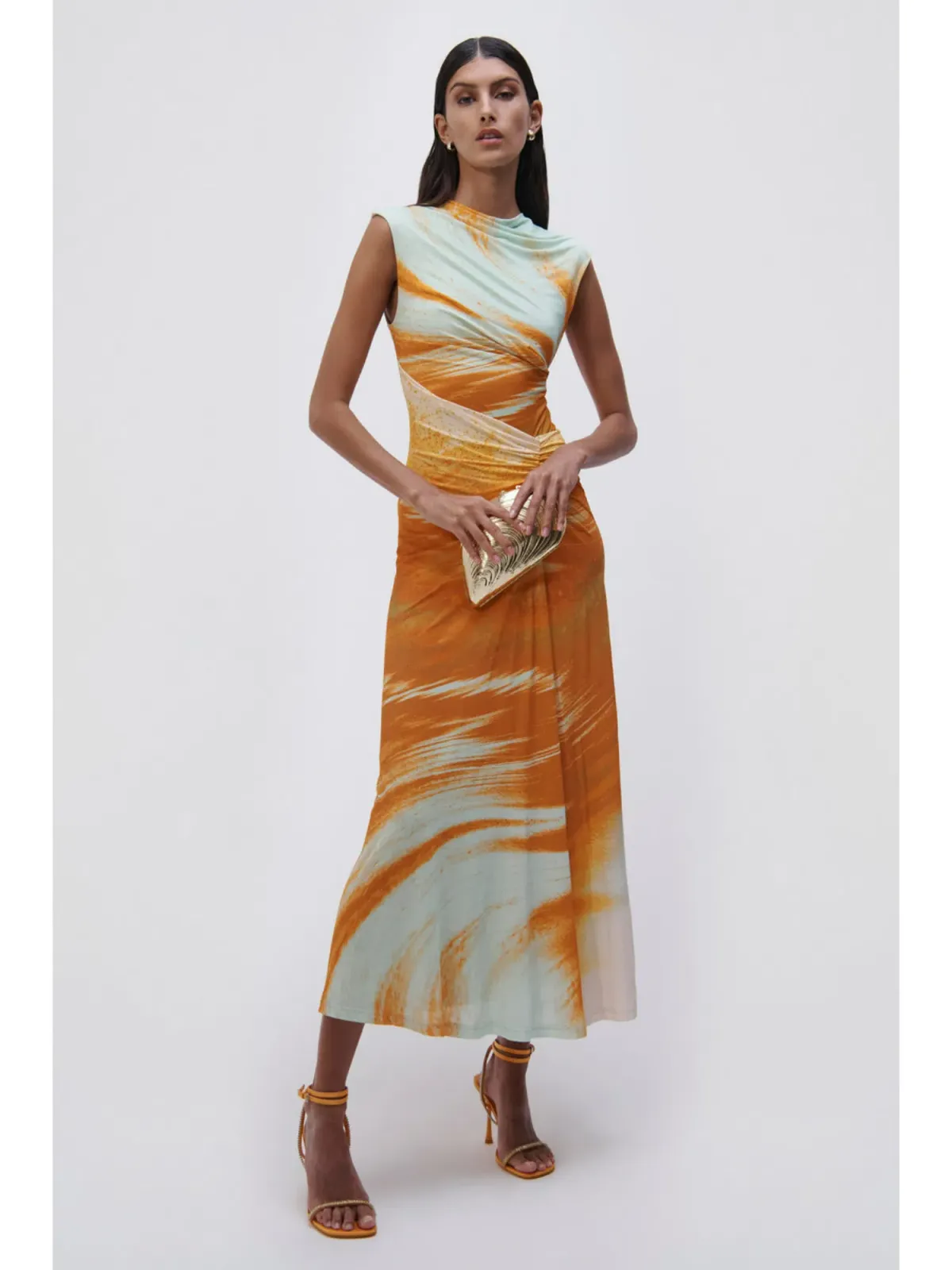 Jonathan Simkhai Acacia Marble Print Maxi Dress Multi Size AU 10 - Image 1