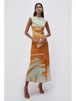 Jonathan Simkhai Acacia Marble Print Maxi Dress Multi Size AU 10 for rent on The Volte - image 1