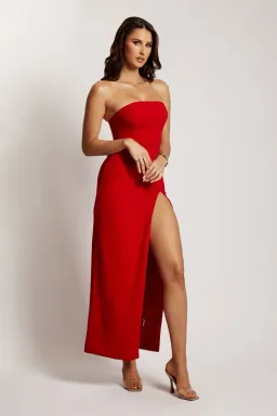 Meshki Rachel Maxi Split Front Dress Red Size L/Au 12 for rent on The Volte - image 1
