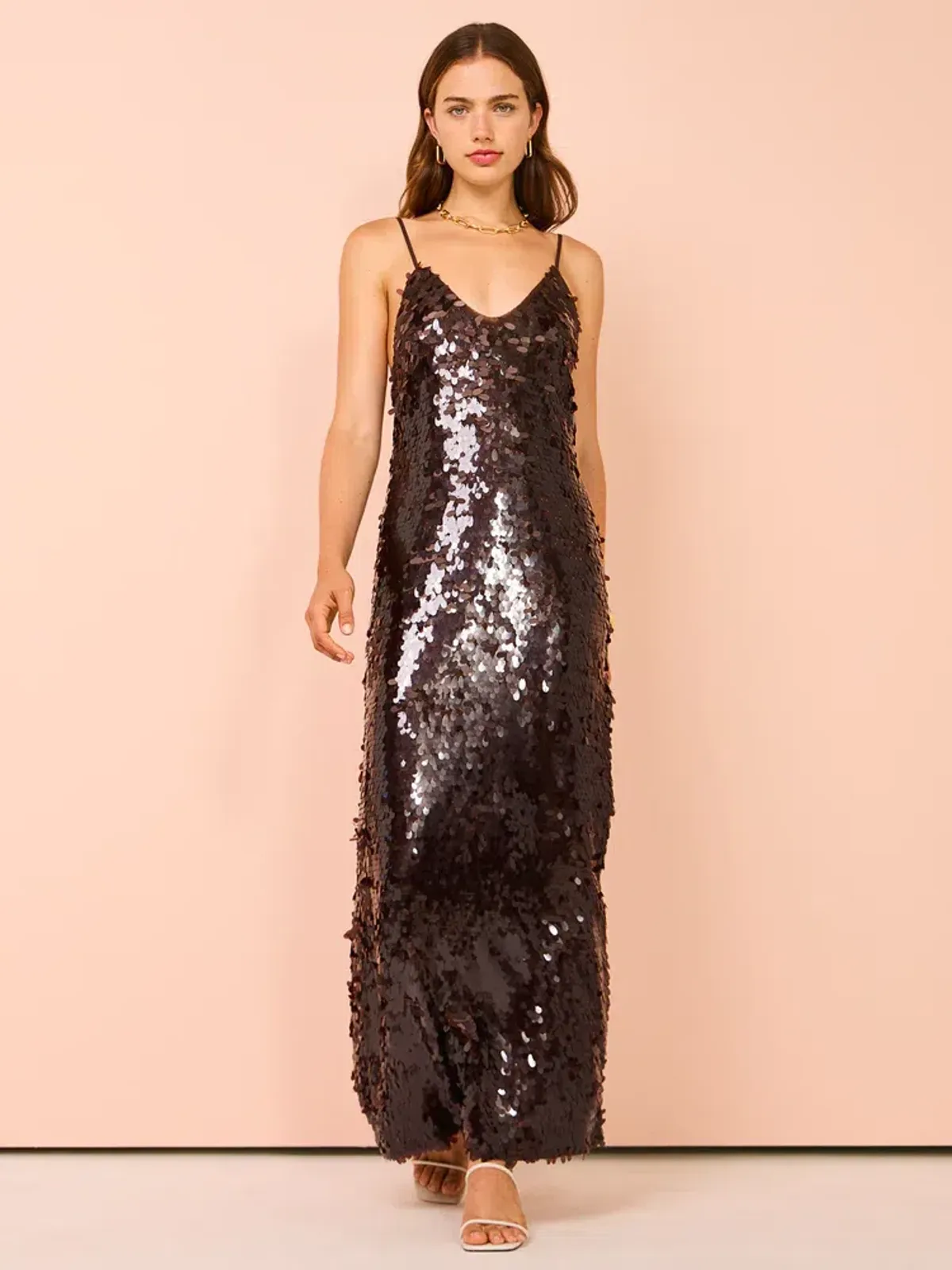 Alemais Geanie Sequin Gown Brown Size 8 - Image 1