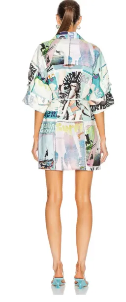 Zimmermann Glassy Safari Mini Dress Blue Poster Print Size 2 / AU 12 for rent on The Volte - image 3