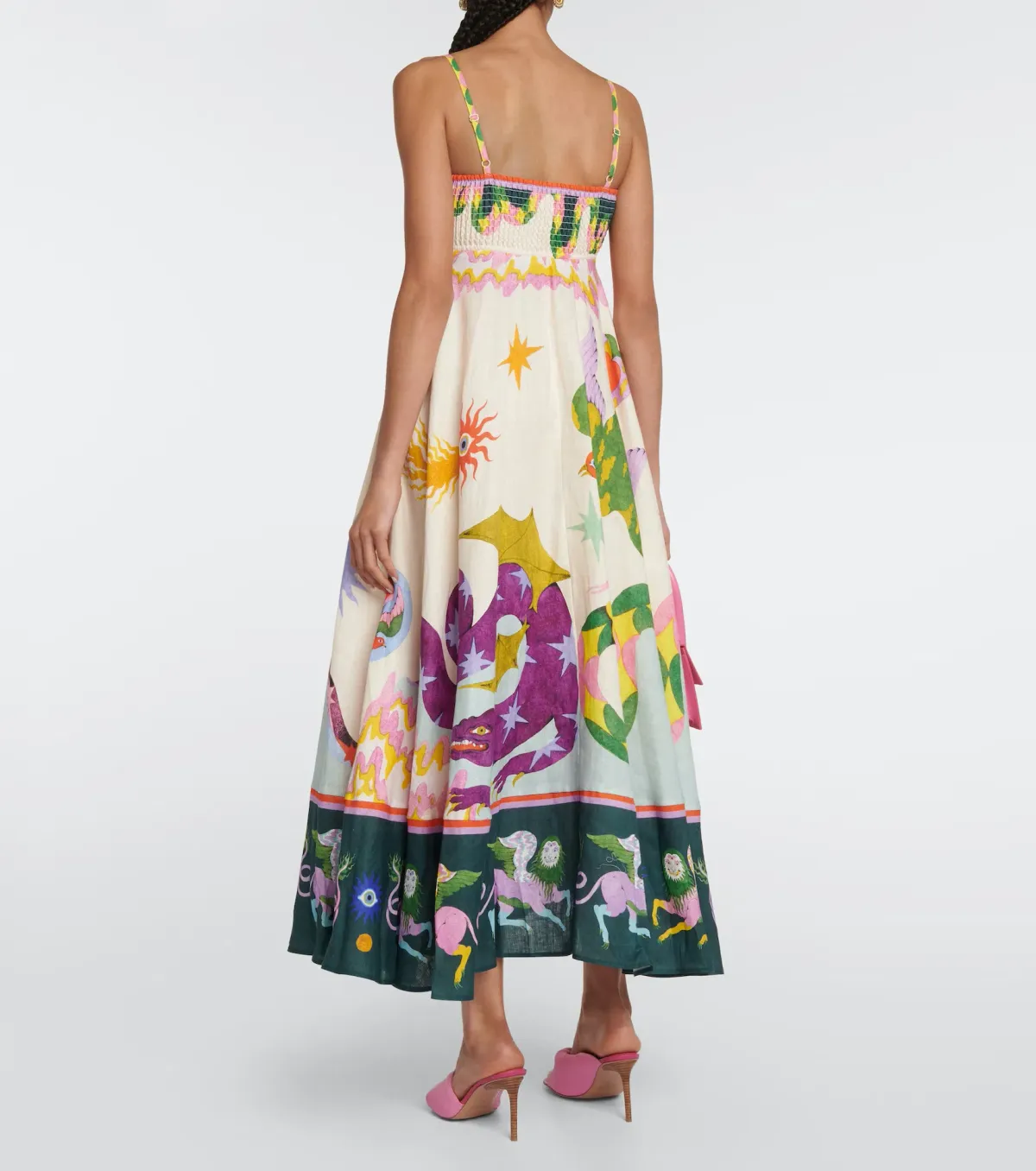 Alémais Seeker Printed Linen Midi Dess Multi Size 8 - Image 2