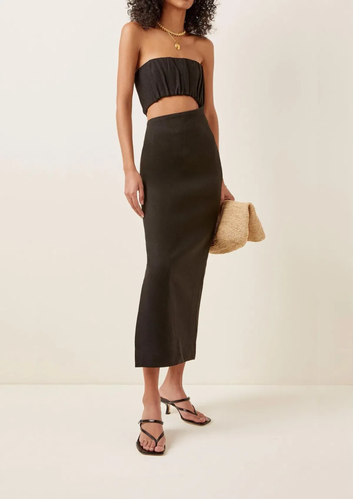 Sir the Label Yves Strapless Midi Dress In Black Size 8 - Image 1