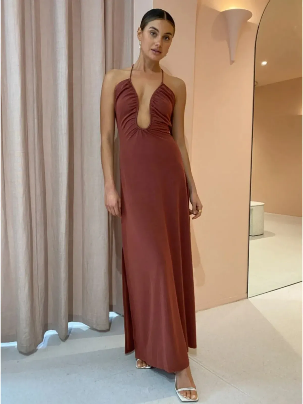Sonya Moda Knitted Keyhole Gown in Spice Size AU 8 - Image 1