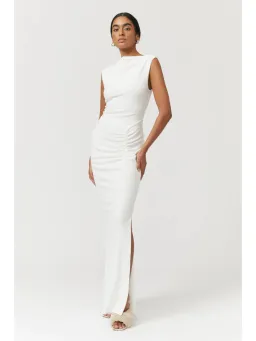 Suboo Jacqui Rouched Front Midi Dress White Size AU 6 for rent on The Volte - image 1