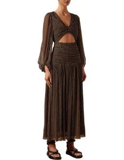 Shona Joy Sofia Ruched Cut Out Midi Dress Print Size 10 for rent on The Volte - image 2