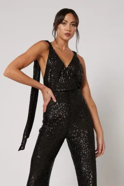 Winona Amara Jumpsuit Black Sequin Size 8 for rent on The Volte - image 2
