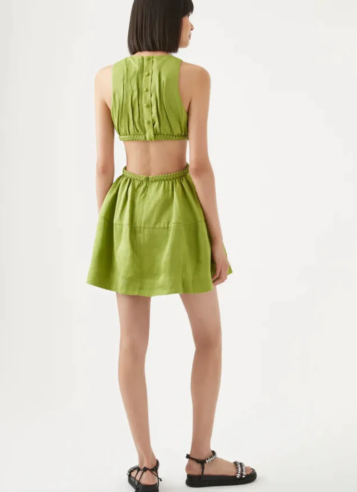 Aje Voyage Braided Cut Out Mini Dress Verdant Green Size 8 - Image 3