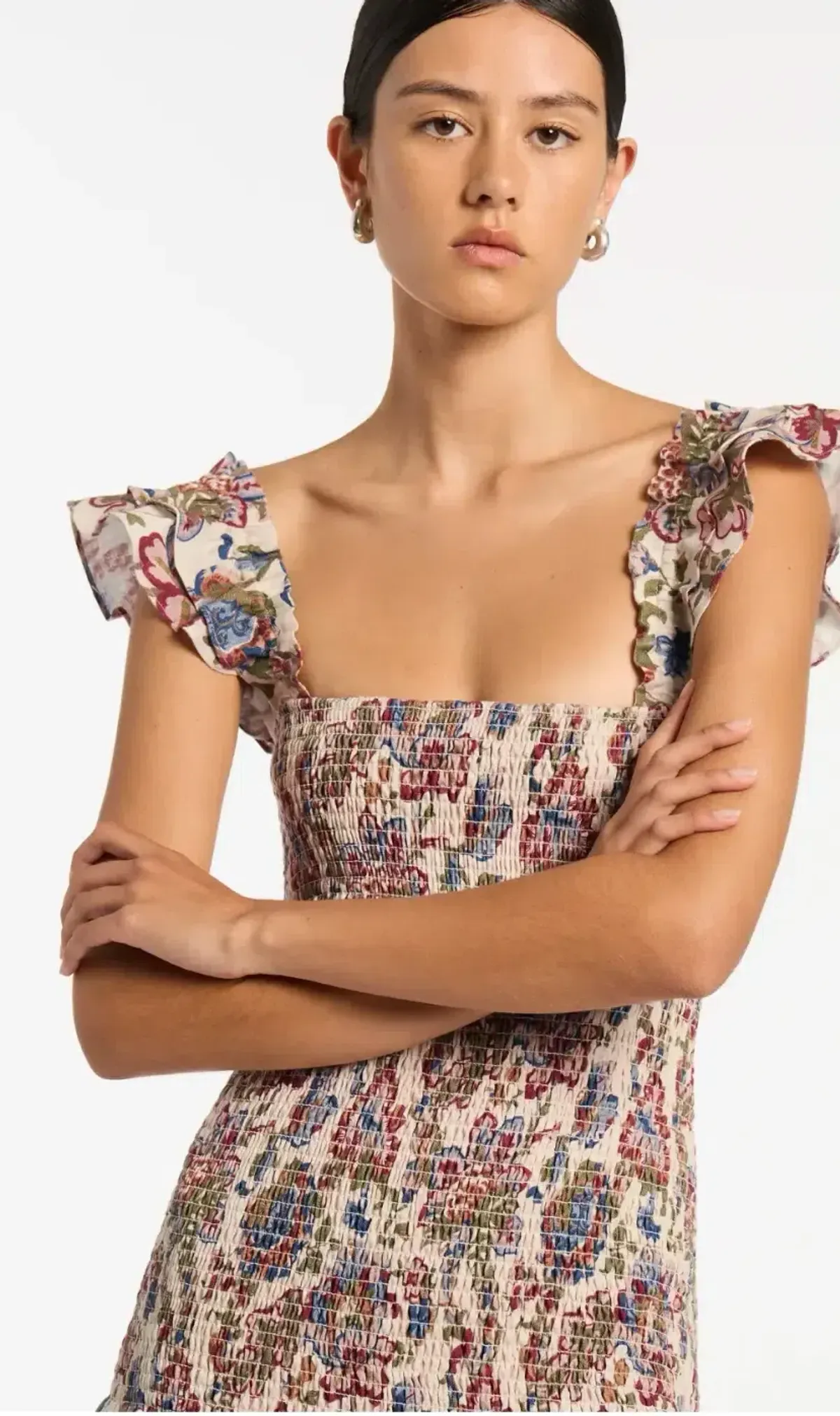 Sir The Label Bettina Shirred Linen Mini Dress Wiltshire Floral Size 0 / AU 6 - Image 4