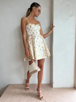 Alemais Bea Corset Floral Mini Dress in Ivory Size 8  for rent on The Volte - image 1
