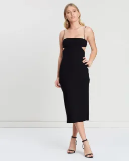 Bec & Bridge Elle Cut Out Midi Dress Black Size AU 6 for rent on The Volte - image 1