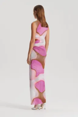 Scanlan Theodore Italian Watercolour Print Dress Pink Tan Size 10 for rent on The Volte - image 2