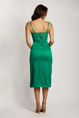 Meshki Chain Strap Side Split Corset Midi Dress Green Size XS/Au 6 for rent on The Volte - image 2