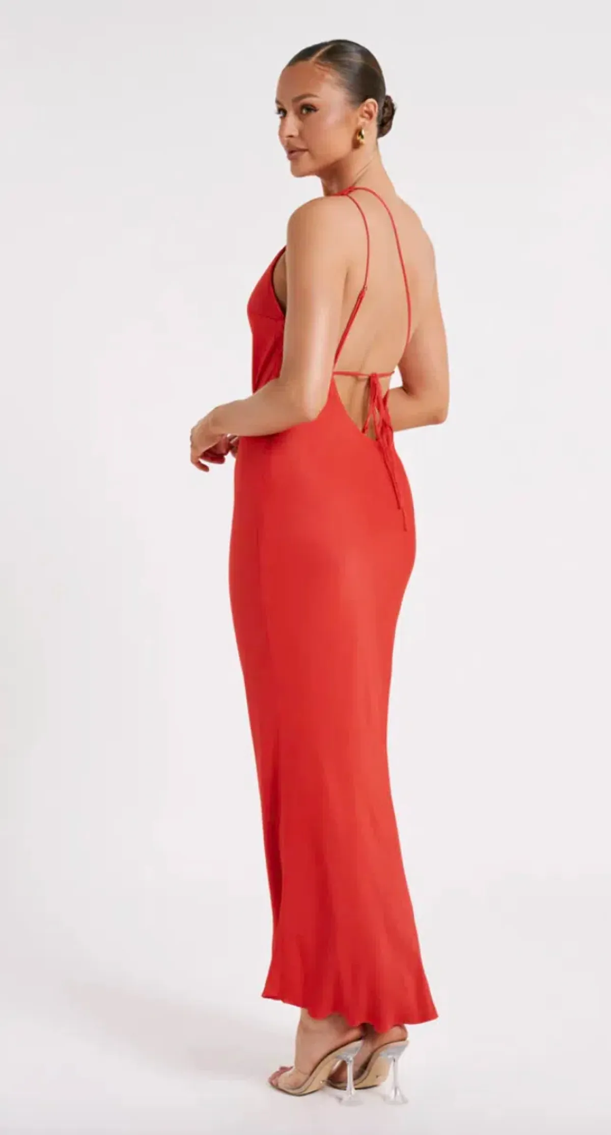 Meshki Alejandra One Shoulder Satin Maxi Dress Red Size L /Au 12 - Image 2